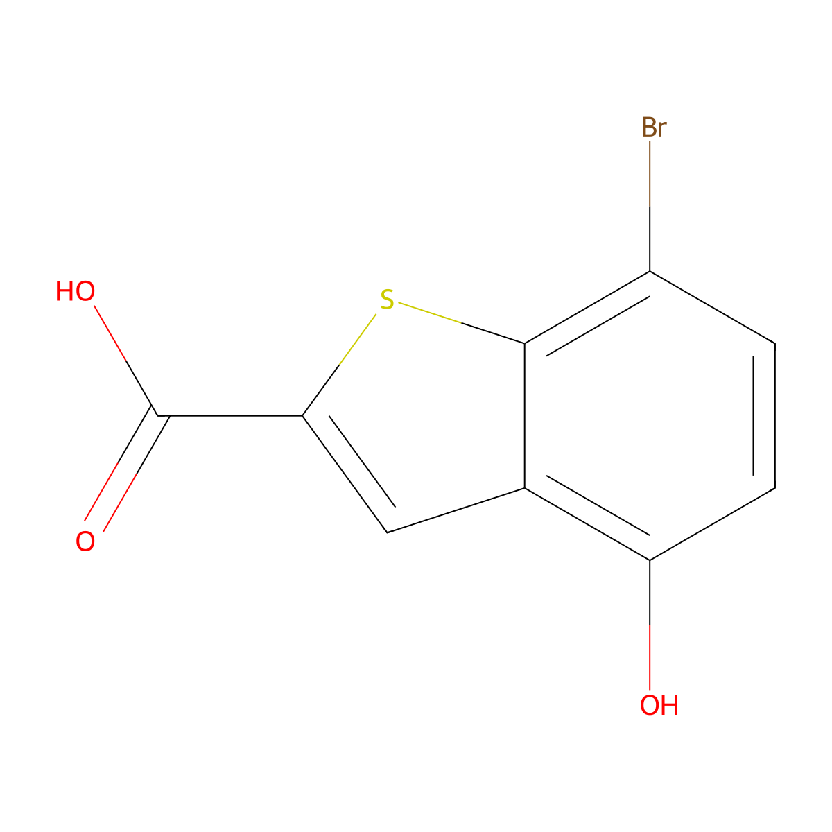 7-Bromo-4-hydroxy-1-benzothiophene-2-carboxylic acid molecular structure, CAS 1934774-56-7