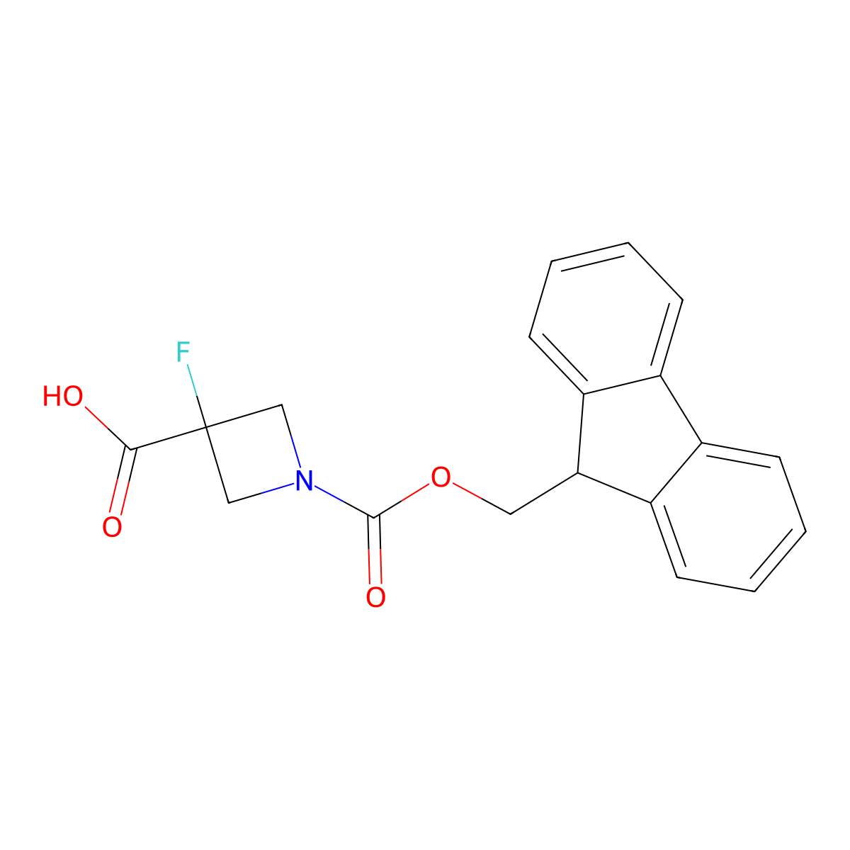 1-{[(9H-fluoren-9-yl)methoxy]carbonyl}-3-fluoroazetidine-3-carboxylic acid molecular structure, CAS 1934789-60-2