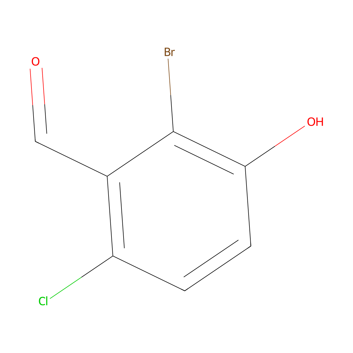 2-Bromo-6-chloro-3-hydroxybenzaldehyde molecular structure, CAS 1934790-70-1