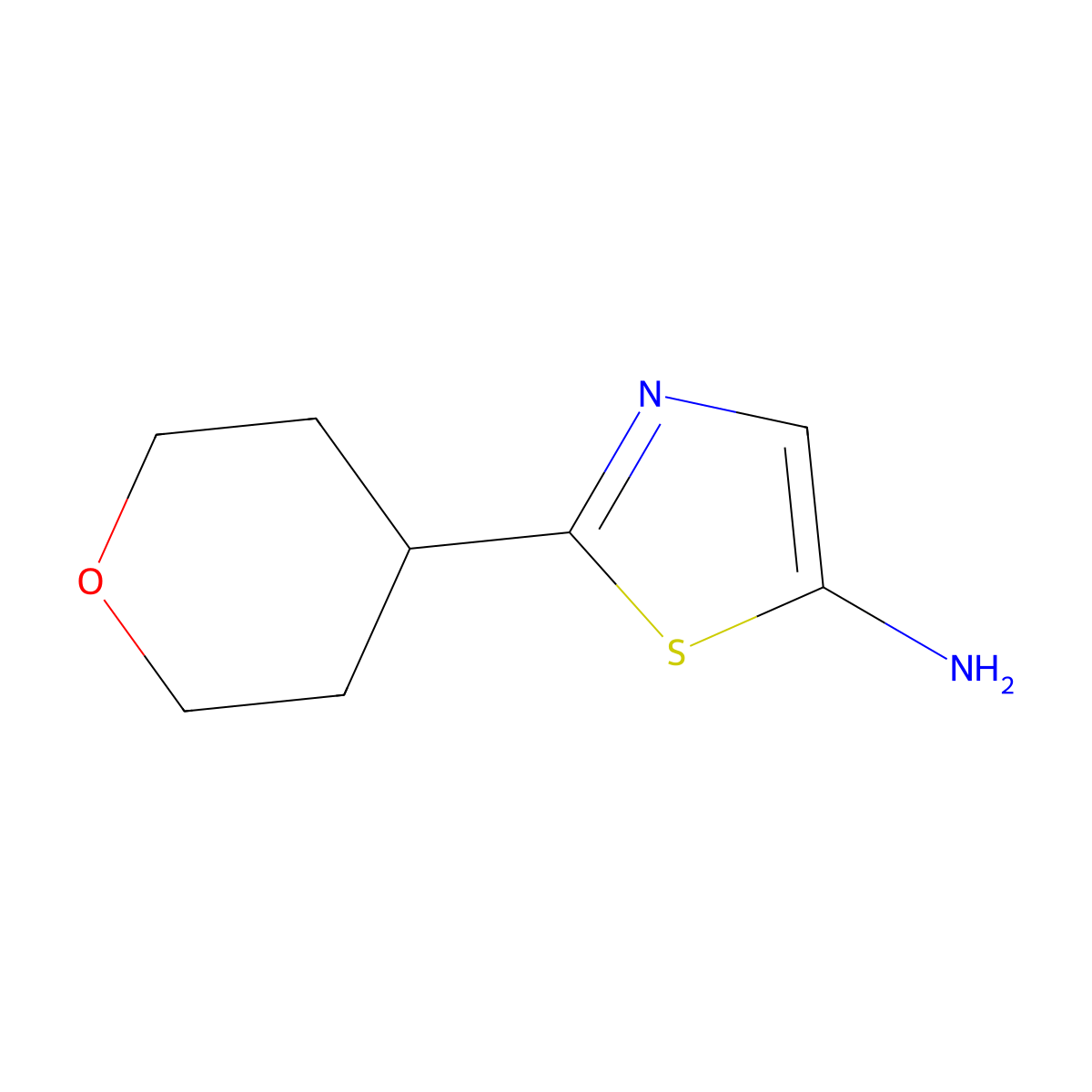 2-(Tetrahydro-2H-pyran-4-yl)thiazol-5-amine molecular structure, CAS 1934793-72-2