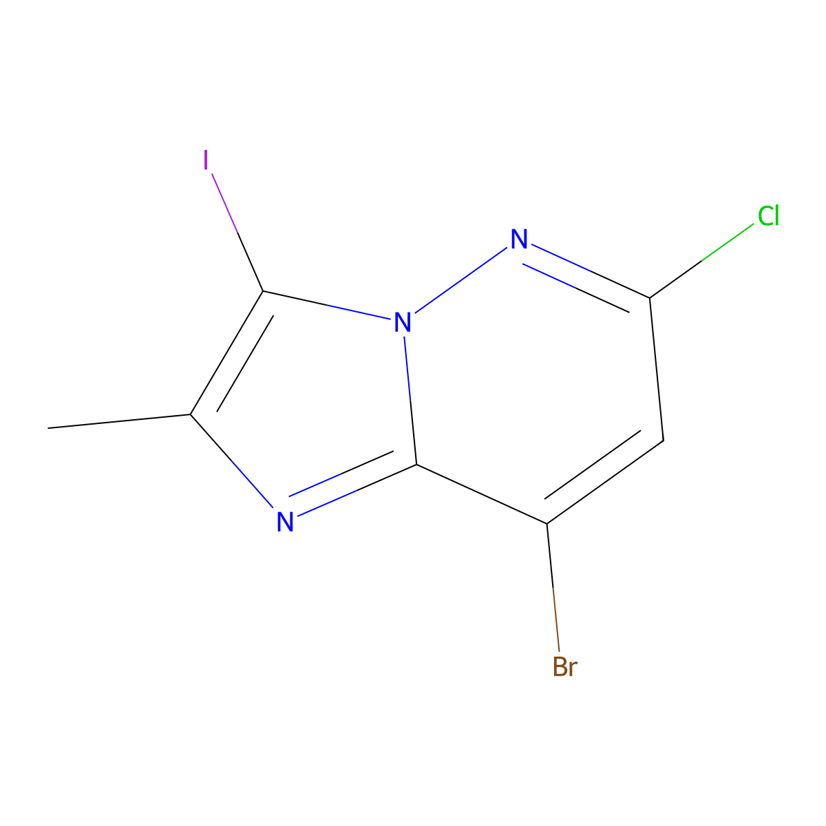 8-Bromo-6-chloro-3-iodo-2-methylimidazo[1,2-b]pyridazine molecular structure, CAS 1934802-90-0