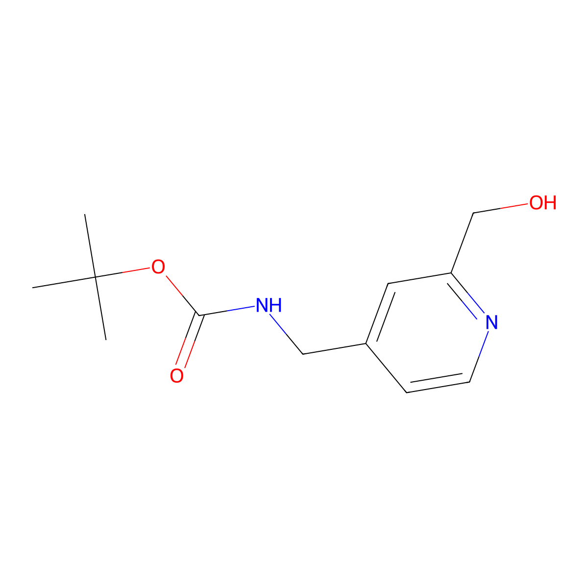 tert-butyl N-{[2-(hydroxymethyl)pyridin-4-yl]methyl}carbamate molecular structure, CAS 1934805-27-2