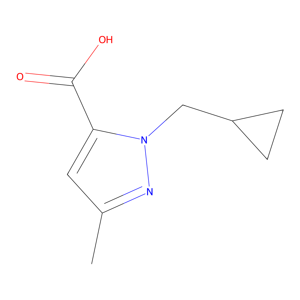 1-(Cyclopropylmethyl)-3-methyl-1H-pyrazole-5-carboxylic acid molecular structure, CAS 1934818-67-3