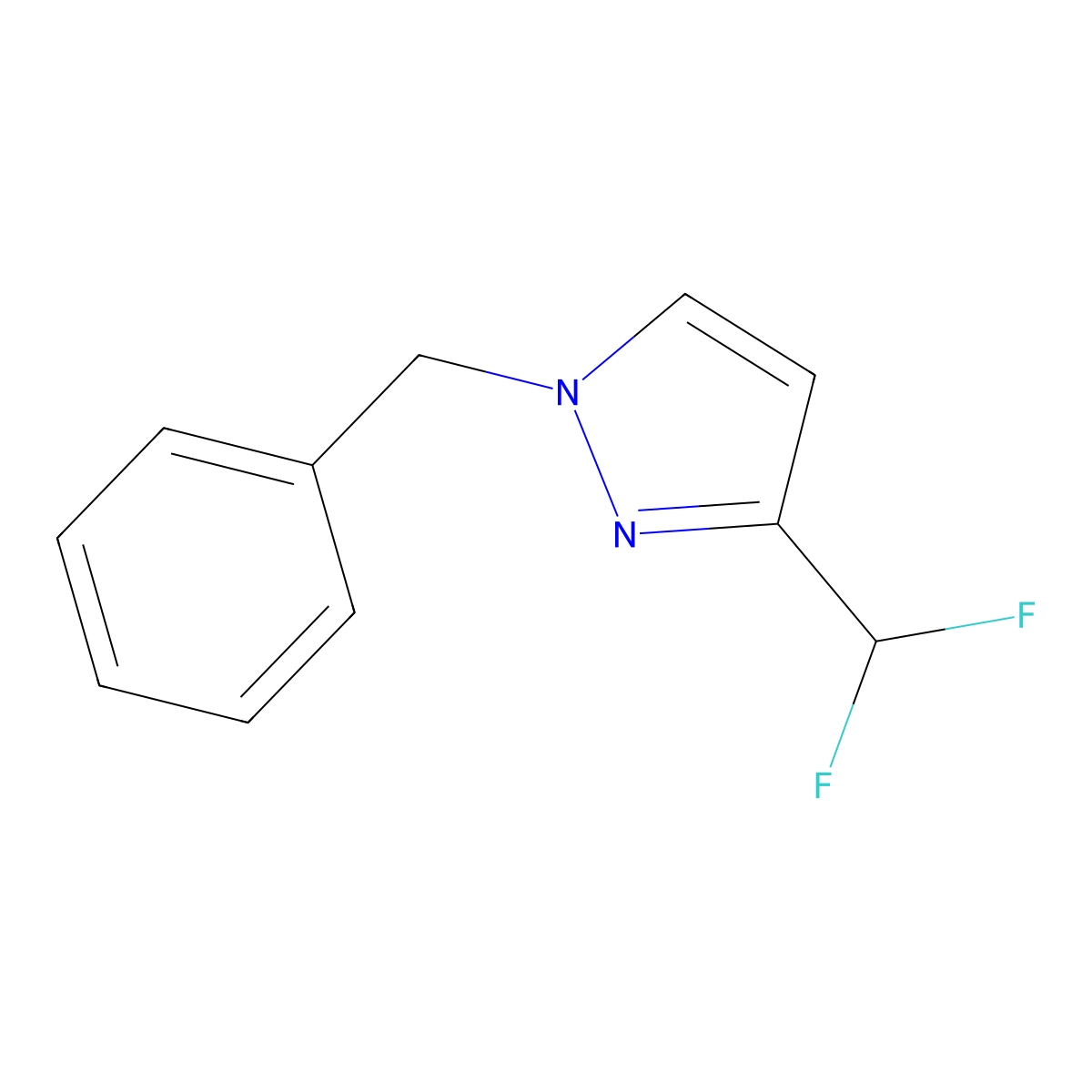 1-benzyl-3-(difluoromethyl)-1H-pyrazole molecular structure, CAS 1934819-96-1