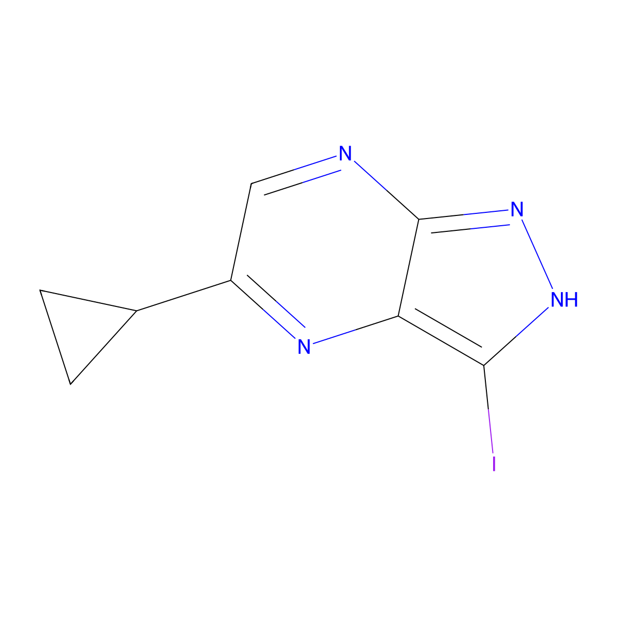5-Cyclopropyl-3-iodo-1H-pyrazolo[3,4-b]pyrazine molecular structure, CAS 1934829-37-4