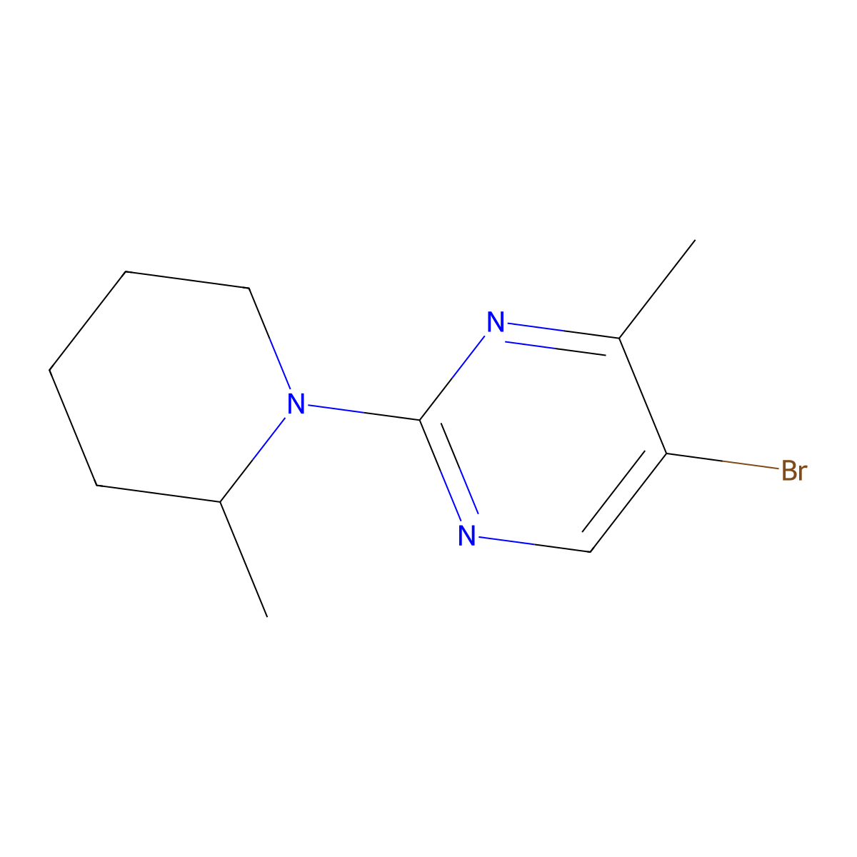 5-Bromo-4-methyl-2-(2-methylpiperidin-1-yl)pyrimidine molecular structure, CAS 1934837-09-8