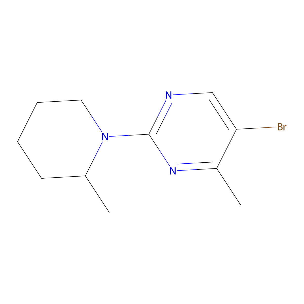 5-Bromo-4-methyl-2-(2-methylpiperidin-1-yl)pyrimidine molecular structure, CAS 1934837-09-8