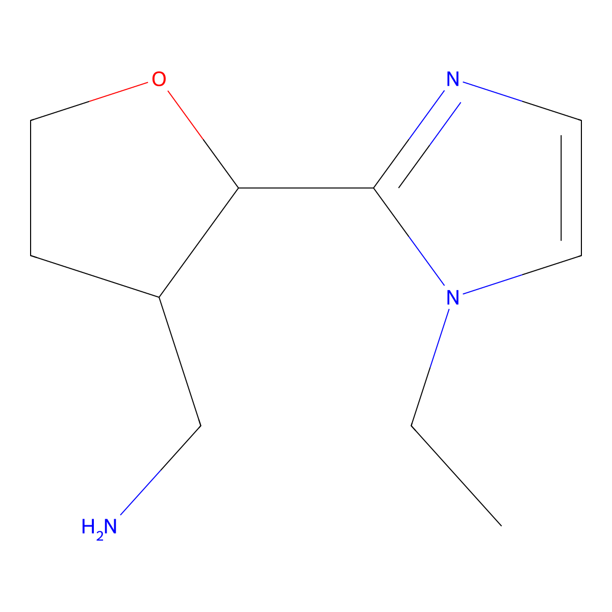 [2-(1-ethyl-1H-imidazol-2-yl)oxolan-3-yl]methanamine molecular structure, CAS 1934839-03-8