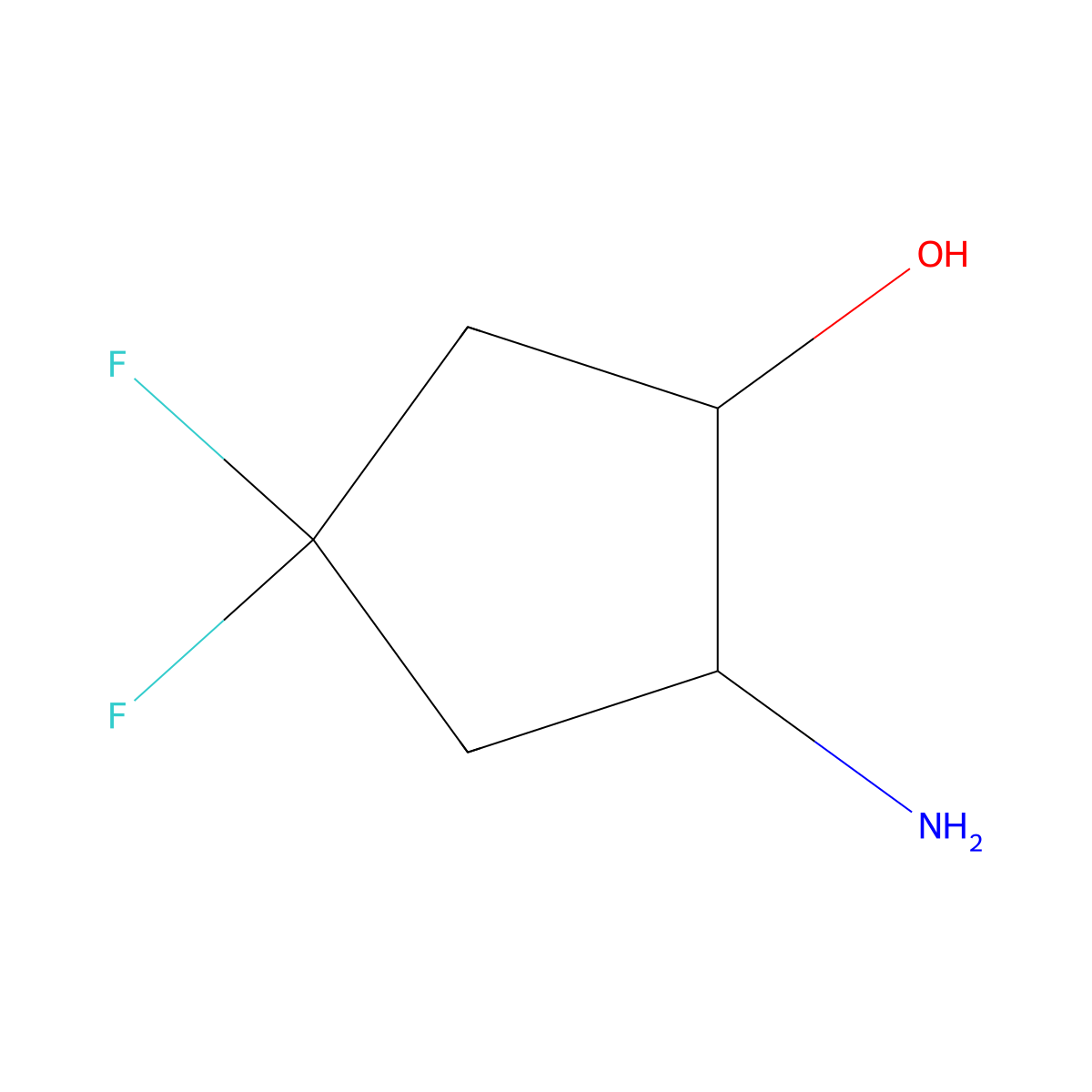2-Amino-4,4-difluorocyclopentan-1-ol molecular structure, CAS 1934847-53-6