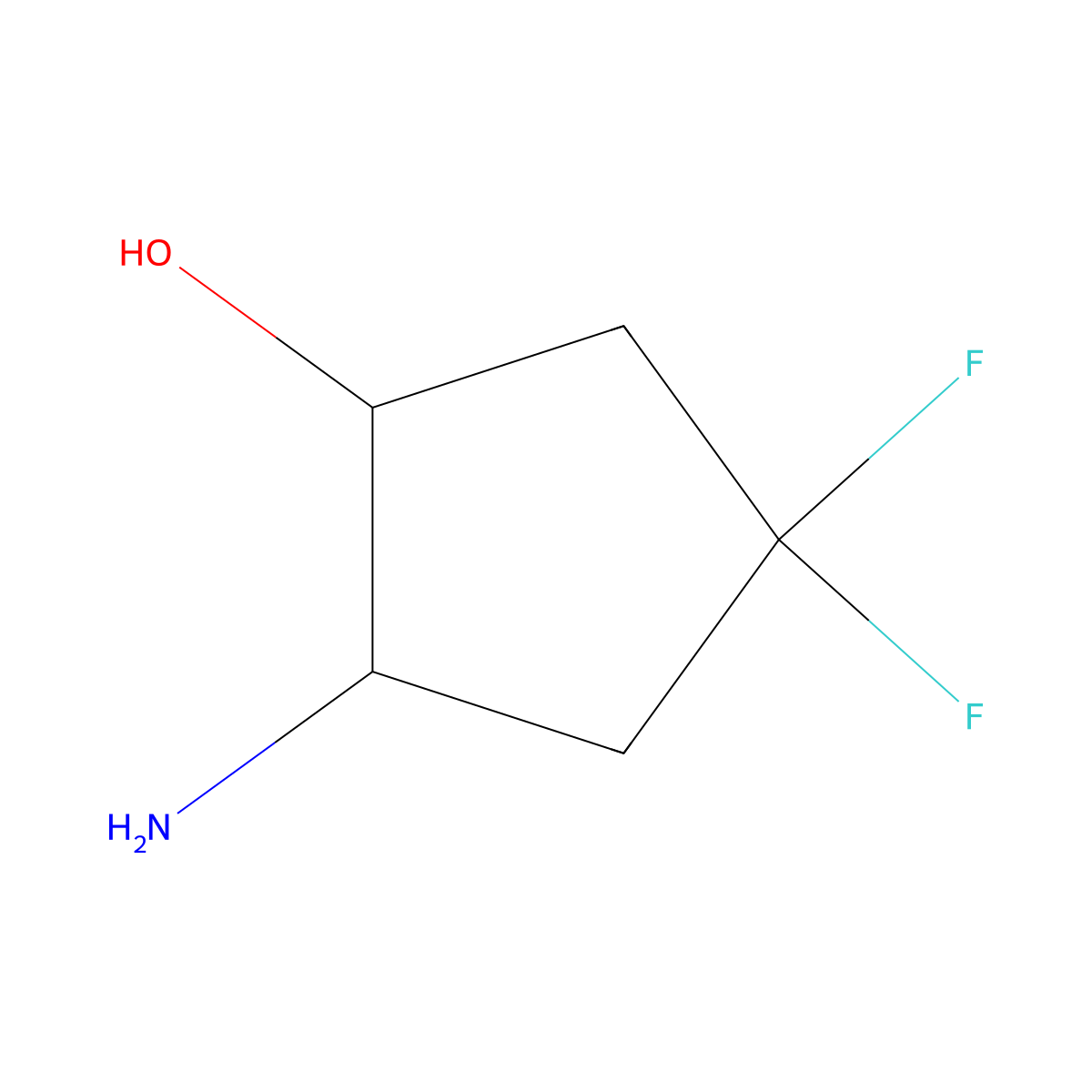 2-Amino-4,4-difluorocyclopentan-1-ol molecular structure, CAS 1934847-53-6