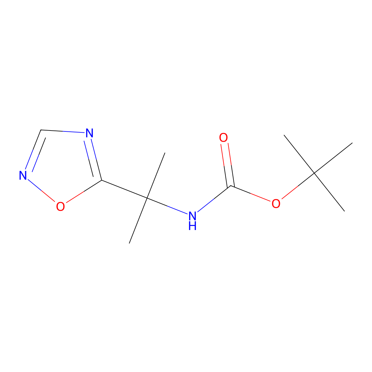 tert-butyl N-[2-(1,2,4-oxadiazol-5-yl)propan-2-yl]carbamate molecular structure, CAS 1934851-29-2