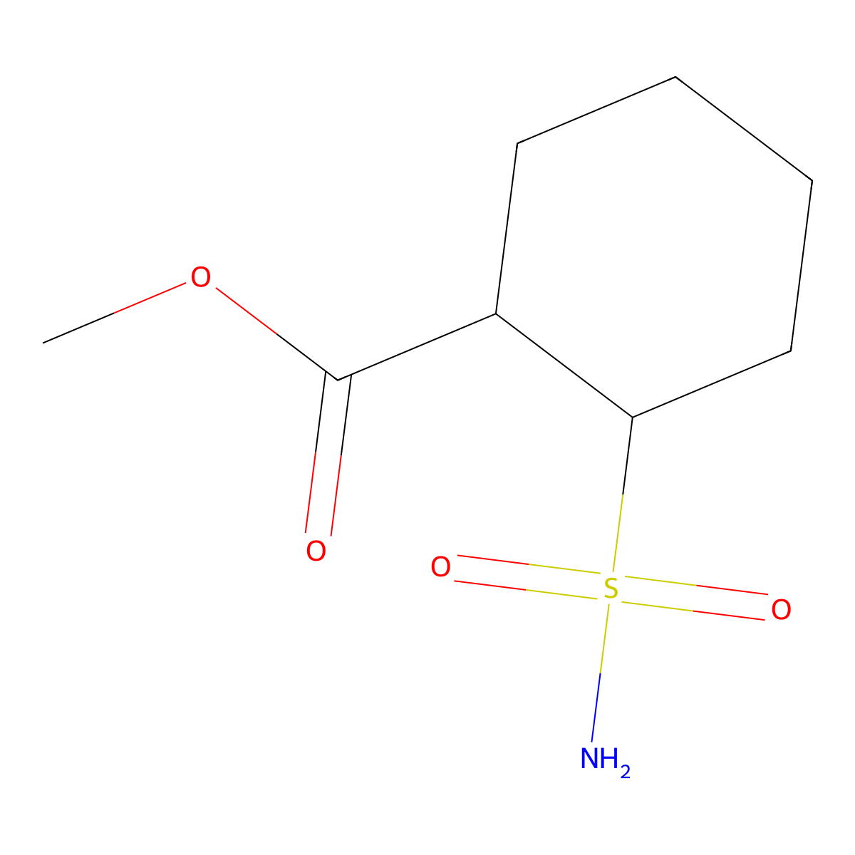 Methyl 2-sulfamoylcyclohexane-1-carboxylate molecular structure, CAS 1934913-35-5