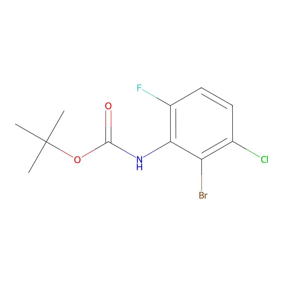 2-Bromo-3-chloro-6-fluoroaniline, N-BOC protected molecular structure, CAS 1934917-37-9