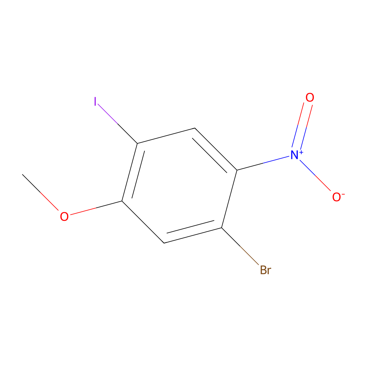 1-Bromo-4-iodo-5-methoxy-2-nitro-benzene molecular structure, CAS 1934921-47-7