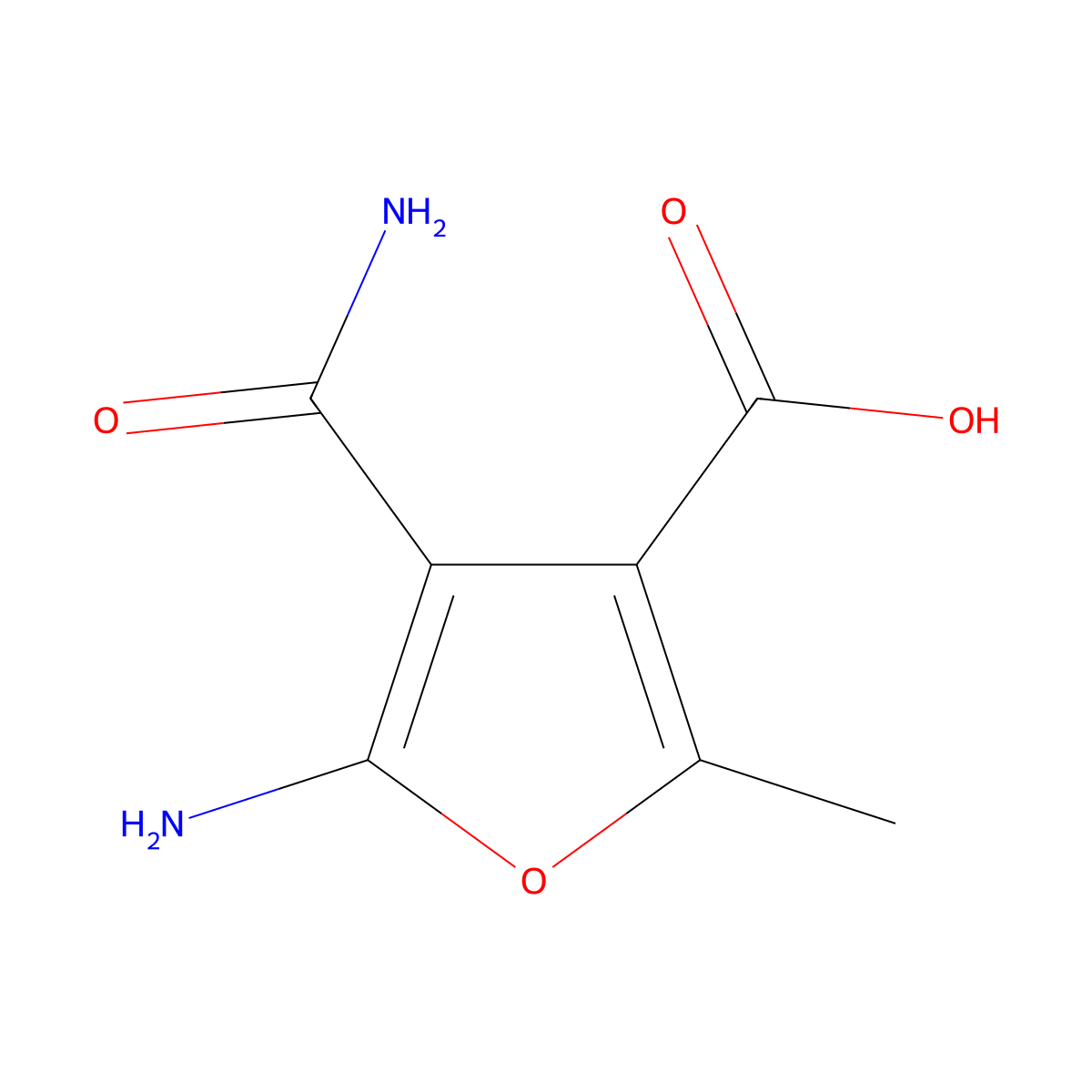 5-Amino-4-carbamoyl-2-methylfuran-3-carboxylic acid molecular structure, CAS 1934930-88-7