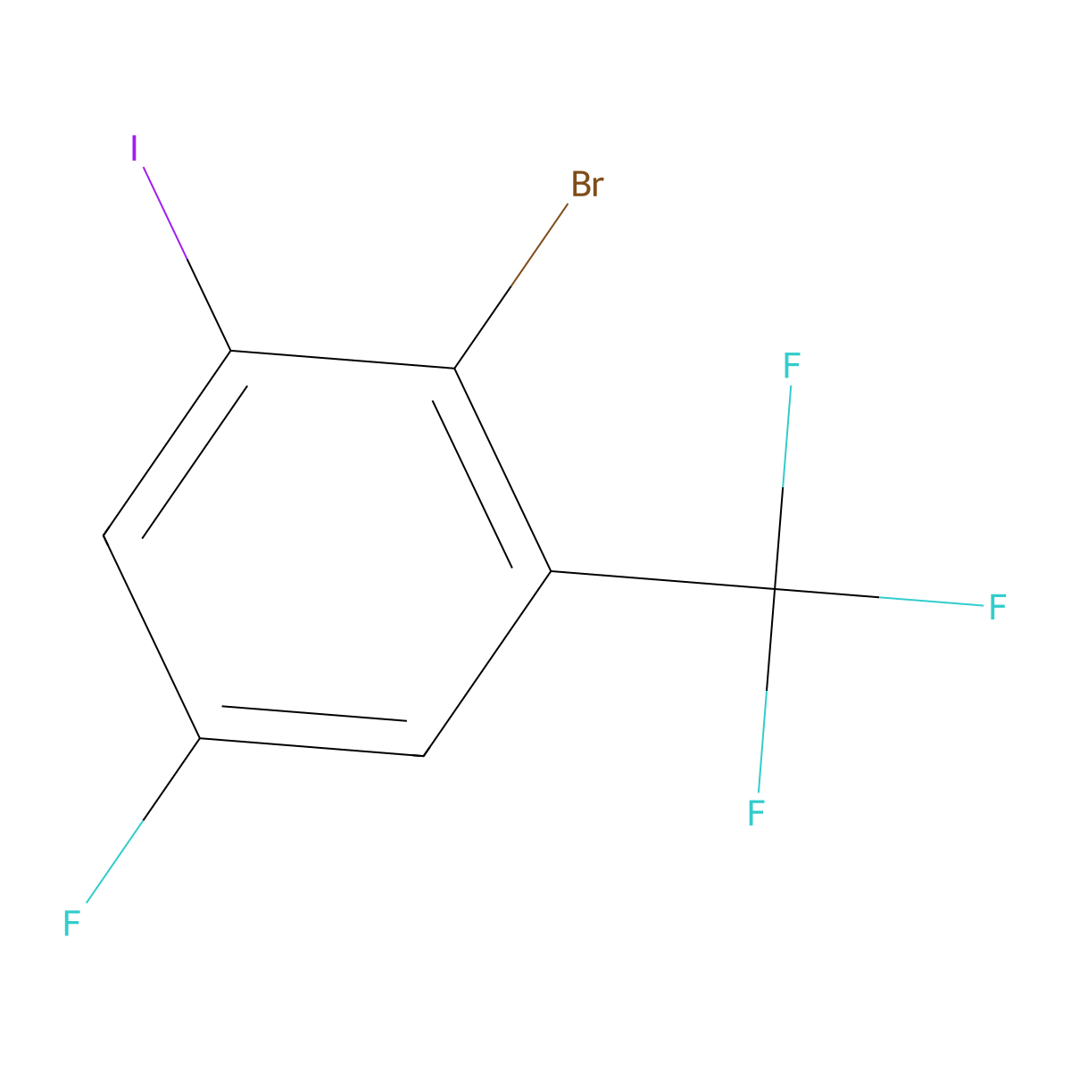 2-Bromo-5-fluoro-1-iodo-3-(trifluoromethyl)benzene molecular structure, CAS 1934934-44-7