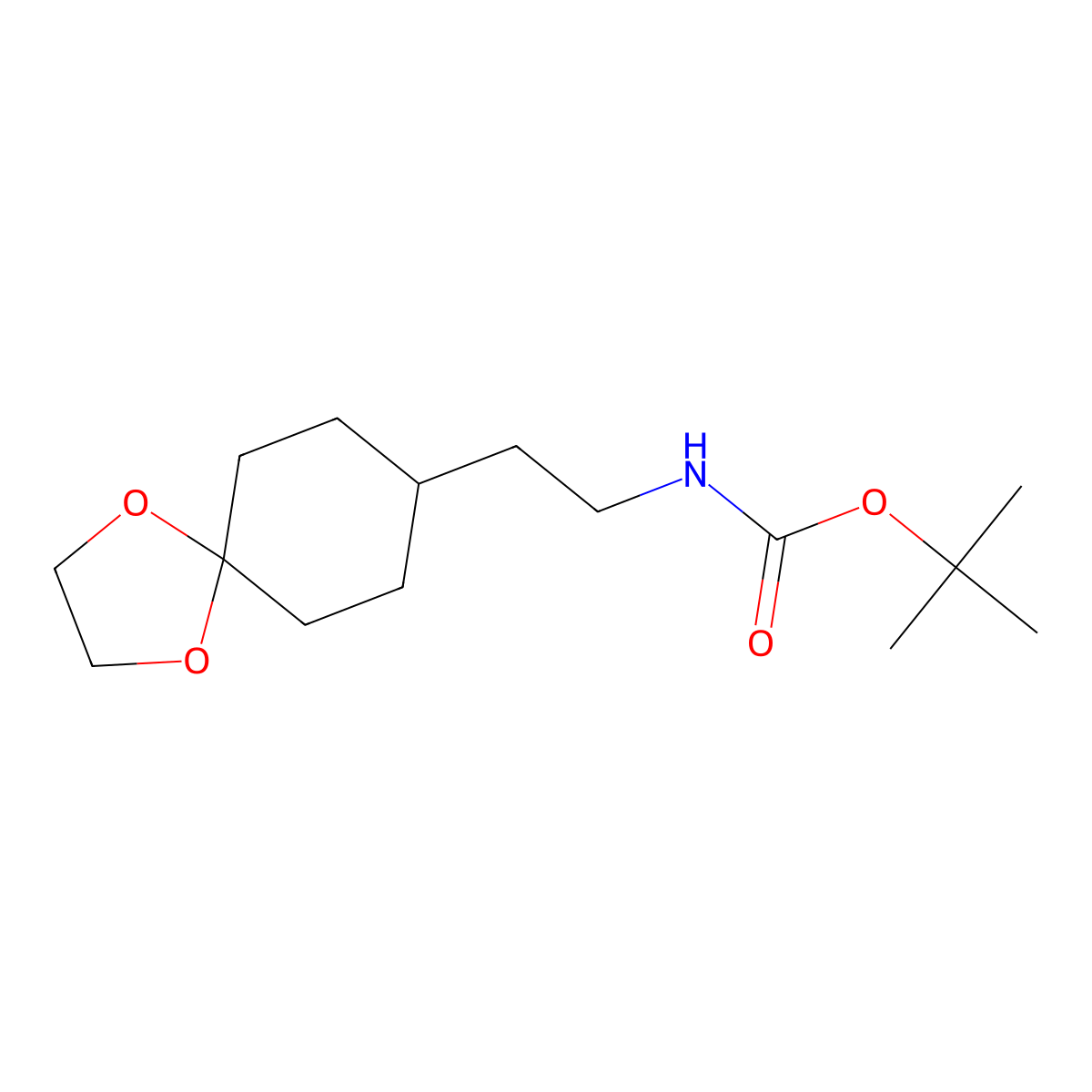 tert-Butyl 2-(1,4-dioxaspiro[4.5]decan-8-yl)ethylcarbamate molecular structure, CAS 1934947-30-4