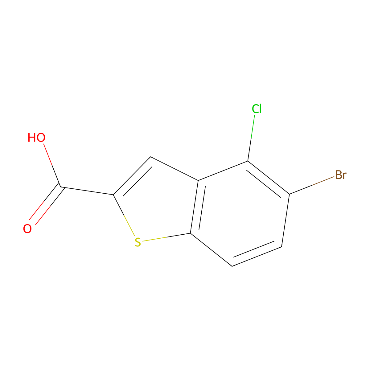 5-Bromo-4-chloro-1-benzothiophene-2-carboxylicacid molecular structure, CAS 1934948-53-4