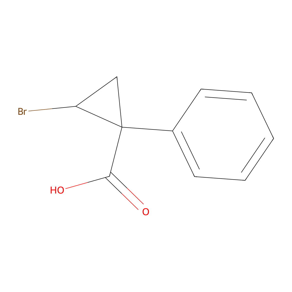 2-Bromo-1-phenylcyclopropane-1-carboxylic acid molecular structure, CAS 1934949-50-4
