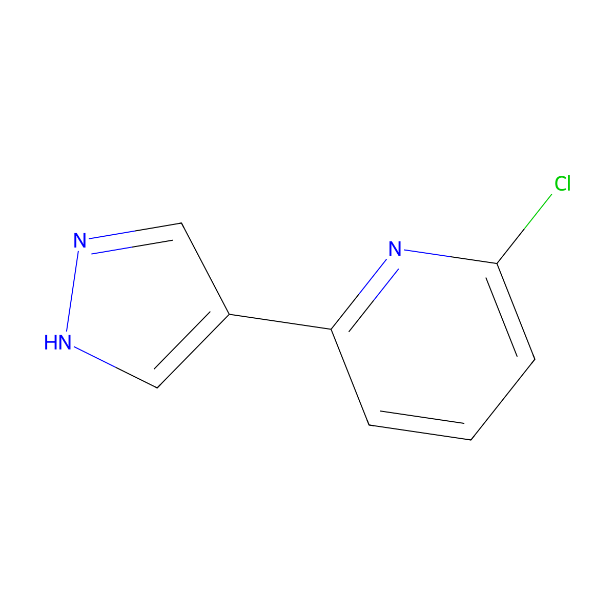 2-chloro-6-(1H-pyrazol-4-yl)pyridine molecular structure, CAS 1934955-05-1