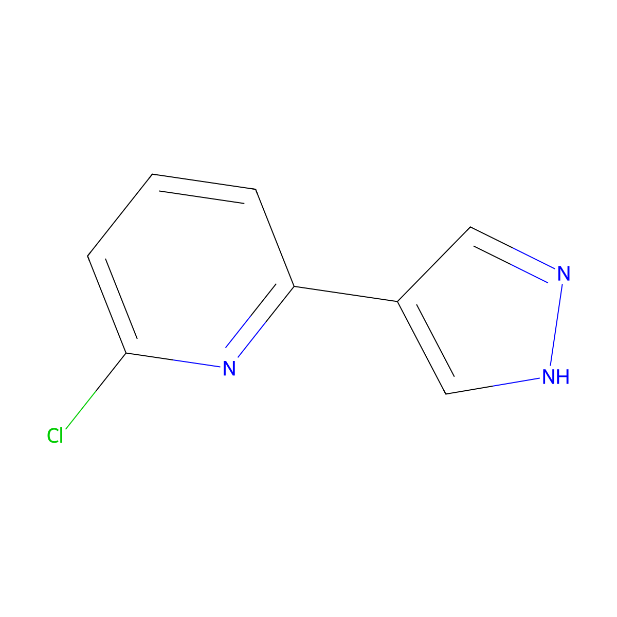 2-chloro-6-(1H-pyrazol-4-yl)pyridine molecular structure, CAS 1934955-05-1