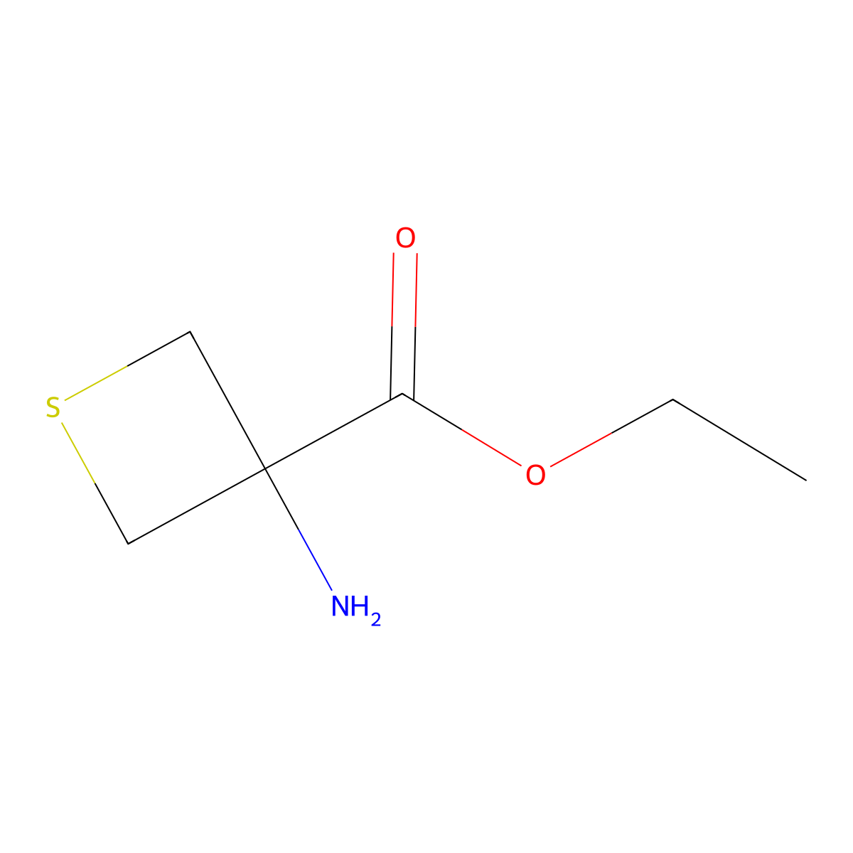Ethyl 3-aminothietane-3-carboxylate molecular structure, CAS 1934972-93-6