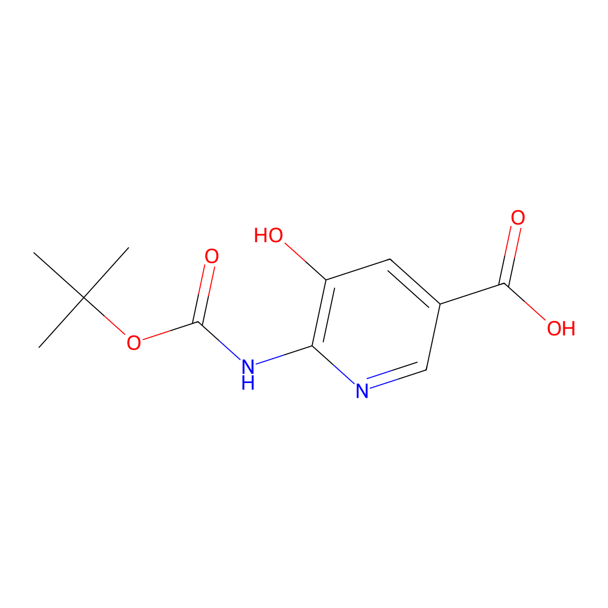 6-{[(Tert-butoxy)carbonyl]amino}-5-hydroxypyridine-3-carboxylic acid molecular structure, CAS 1934977-36-2
