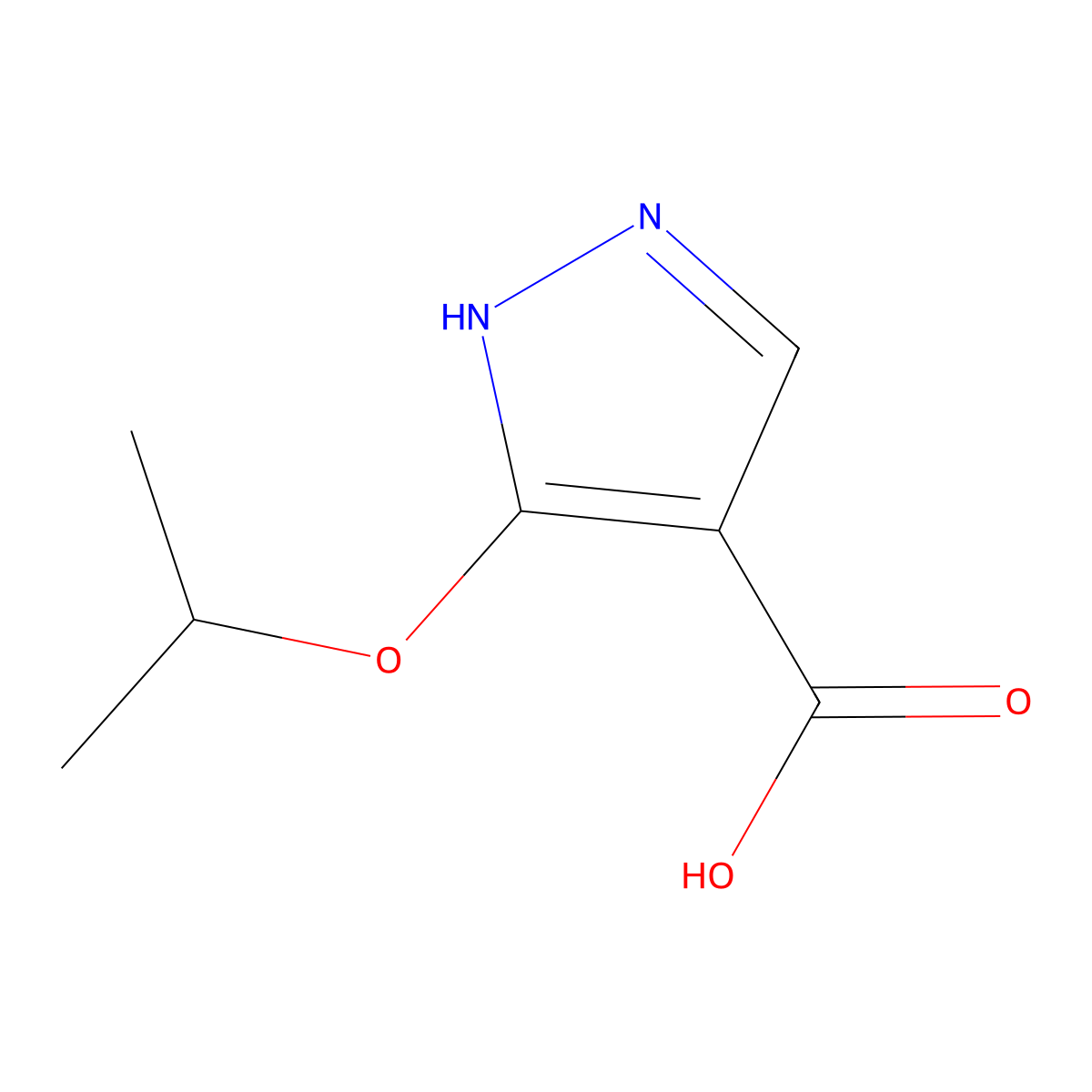 3-(propan-2-yloxy)-1H-pyrazole-4-carboxylic acid molecular structure, CAS 1934986-08-9