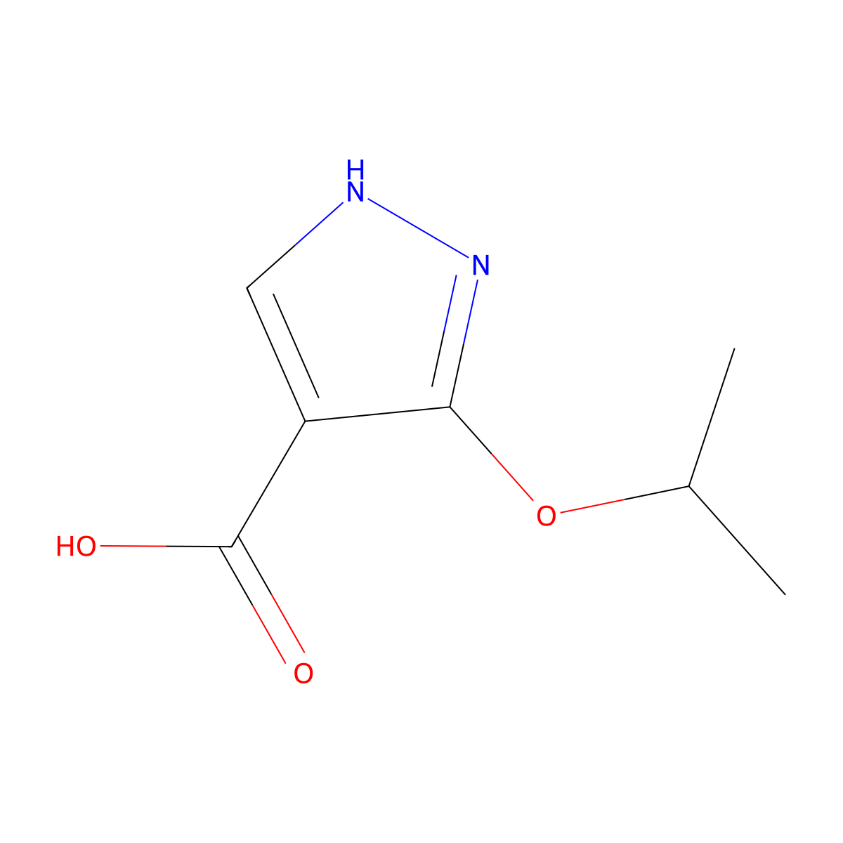 3-(propan-2-yloxy)-1H-pyrazole-4-carboxylic acid molecular structure, CAS 1934986-08-9
