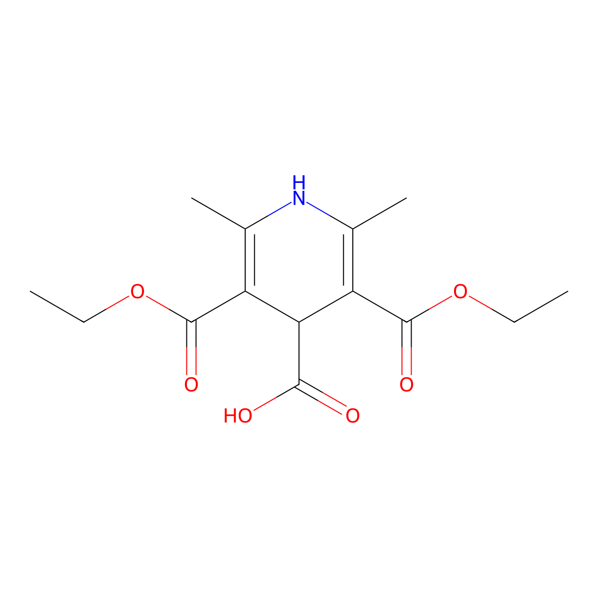 3,5-Bis(ethoxycarbonyl)-2,6-dimethyl-1,4-dihydropyridine-4-carboxylic Acid molecular structure, CAS 19350-66-4