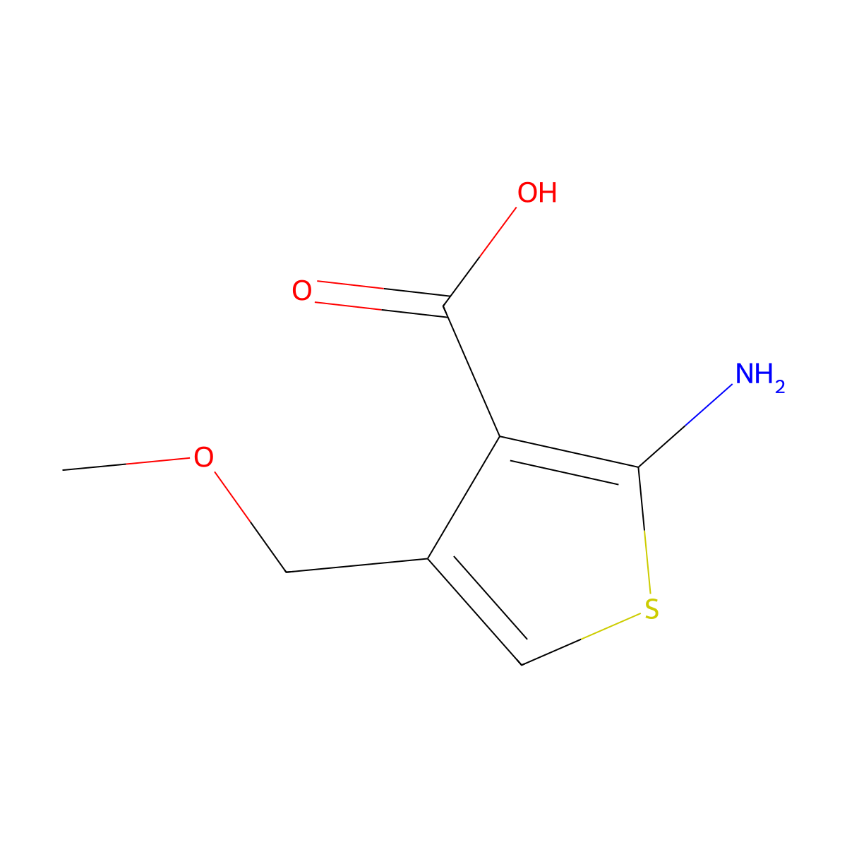 2-Amino-4-(methoxymethyl)thiophene-3-carboxylic acid molecular structure, CAS 1935007-91-2
