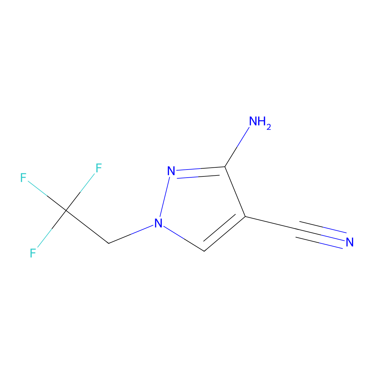 3-amino-1-(2,2,2-trifluoroethyl)-1H-pyrazole-4-carbonitrile molecular structure, CAS 1935013-05-0