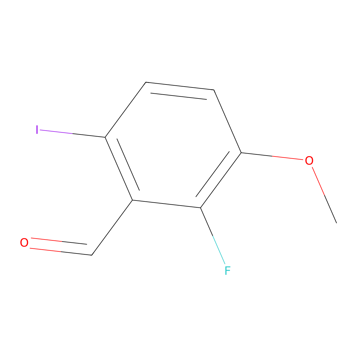 2-Fluoro-6-iodo-3-methoxybenzaldehyde molecular structure, CAS 1935015-53-4