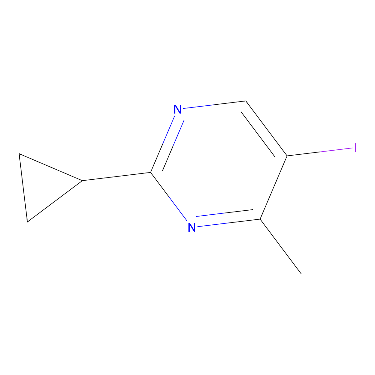 2-Cyclopropyl-5-iodo-4-methylpyrimidine molecular structure, CAS 1935028-53-7