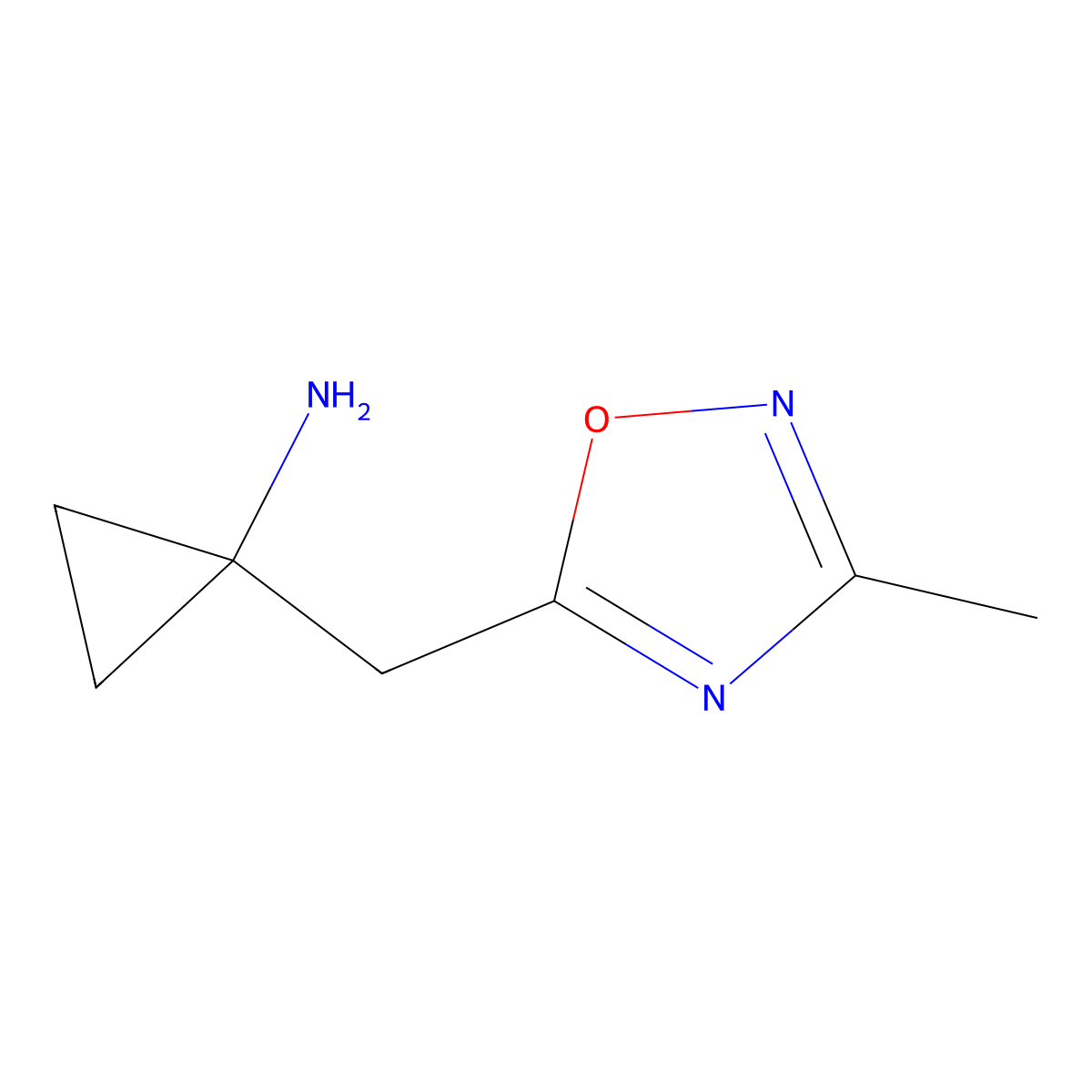 1-[(3-Methyl-1,2,4-oxadiazol-5-yl)methyl]cyclopropan-1-amine molecular structure, CAS 1935034-79-9