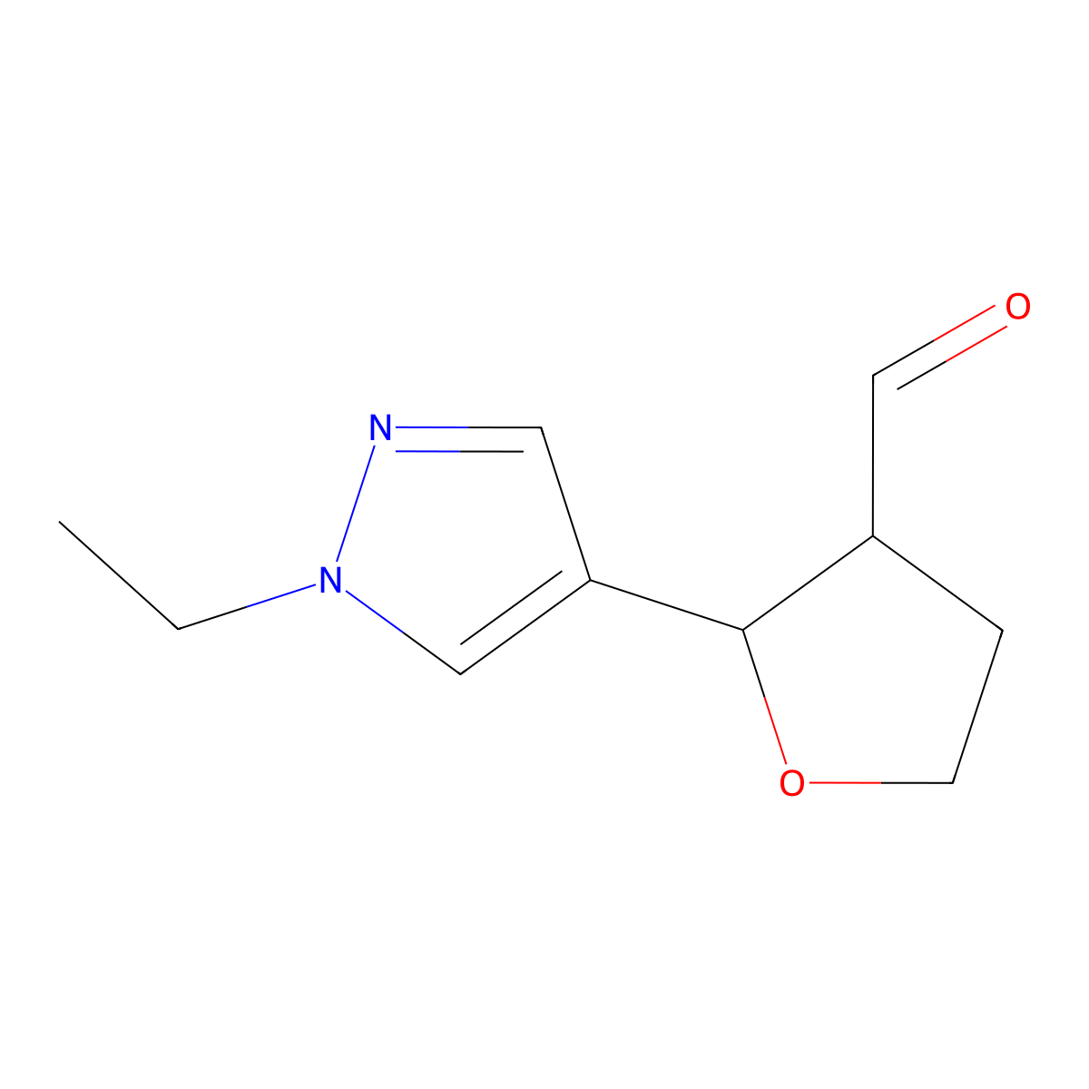 2-(1-Ethyl-1H-pyrazol-4-yl)oxolane-3-carbaldehyde molecular structure, CAS 1935036-36-4
