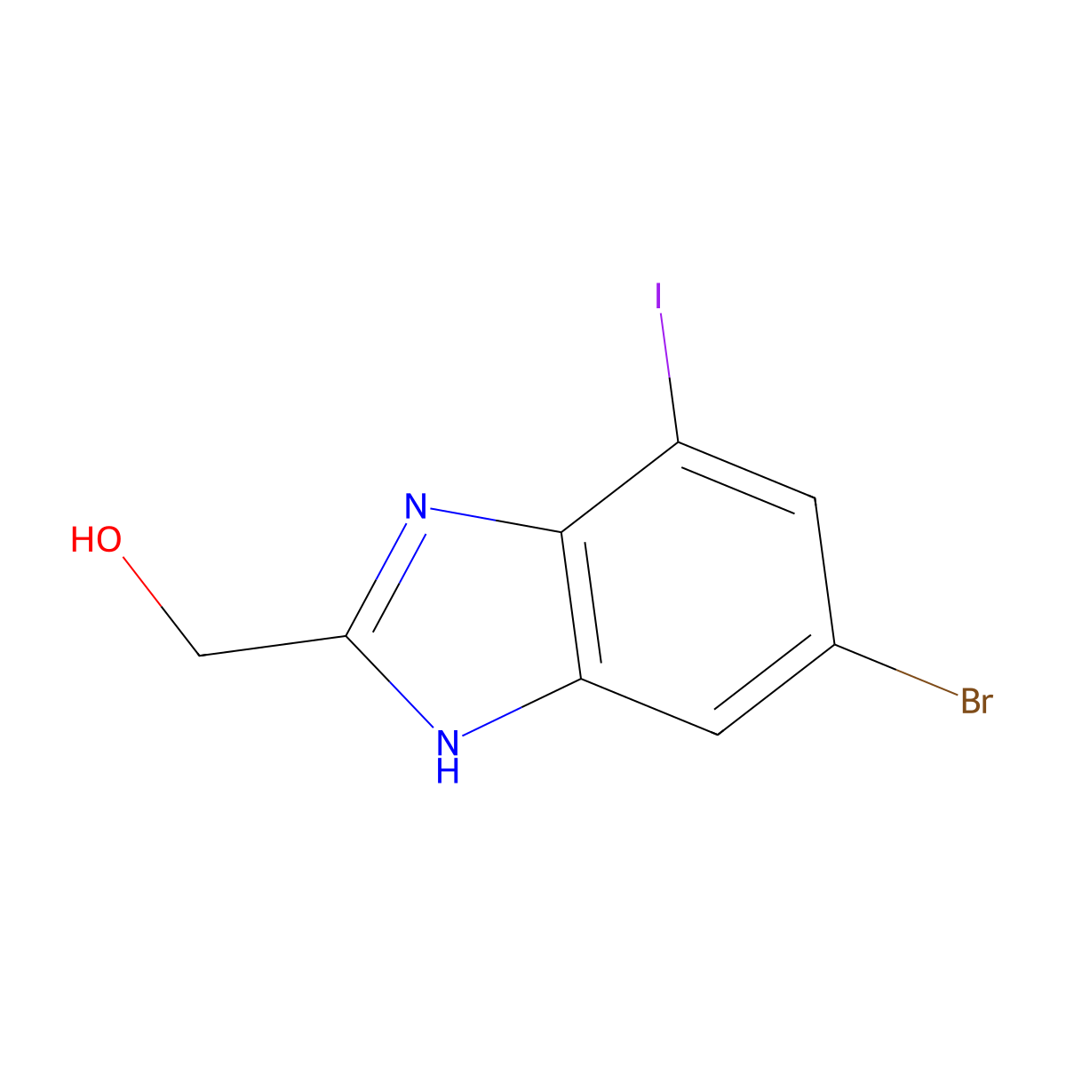 6-Bromo-2-(hydroxymethyl)-4-iodobenzimidazole molecular structure, CAS 1935040-02-0