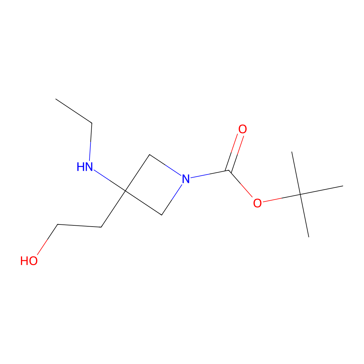 Tert-butyl 3-(ethylamino)-3-(2-hydroxyethyl)azetidine-1-carboxylate molecular structure, CAS 1935041-13-6