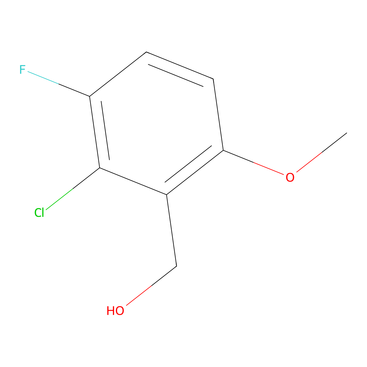 (2-Chloro-3-fluoro-6-methoxyphenyl)methanol molecular structure, CAS 1935045-82-1