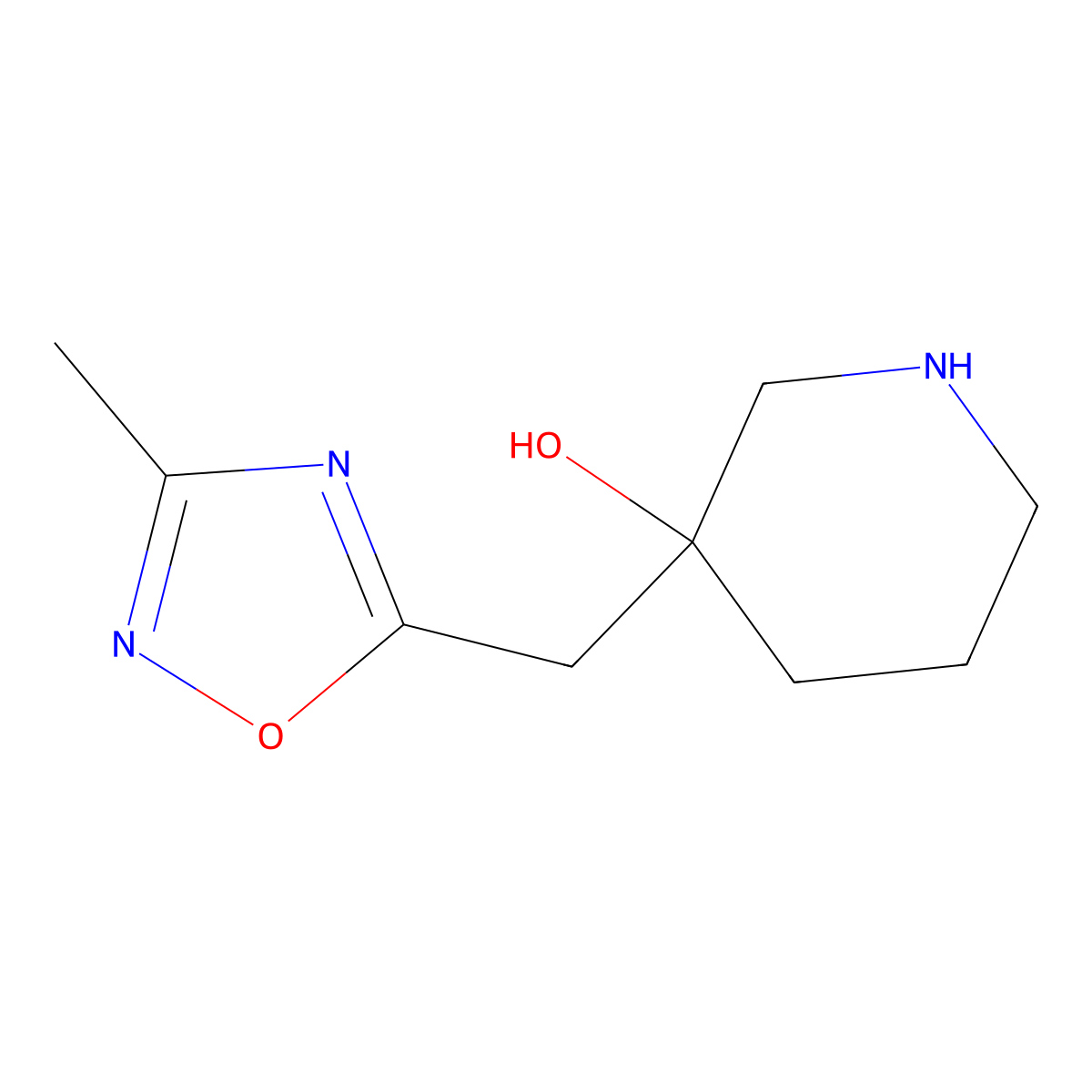 3-[(3-Methyl-1,2,4-oxadiazol-5-yl)methyl]piperidin-3-ol molecular structure, CAS 1935053-99-8