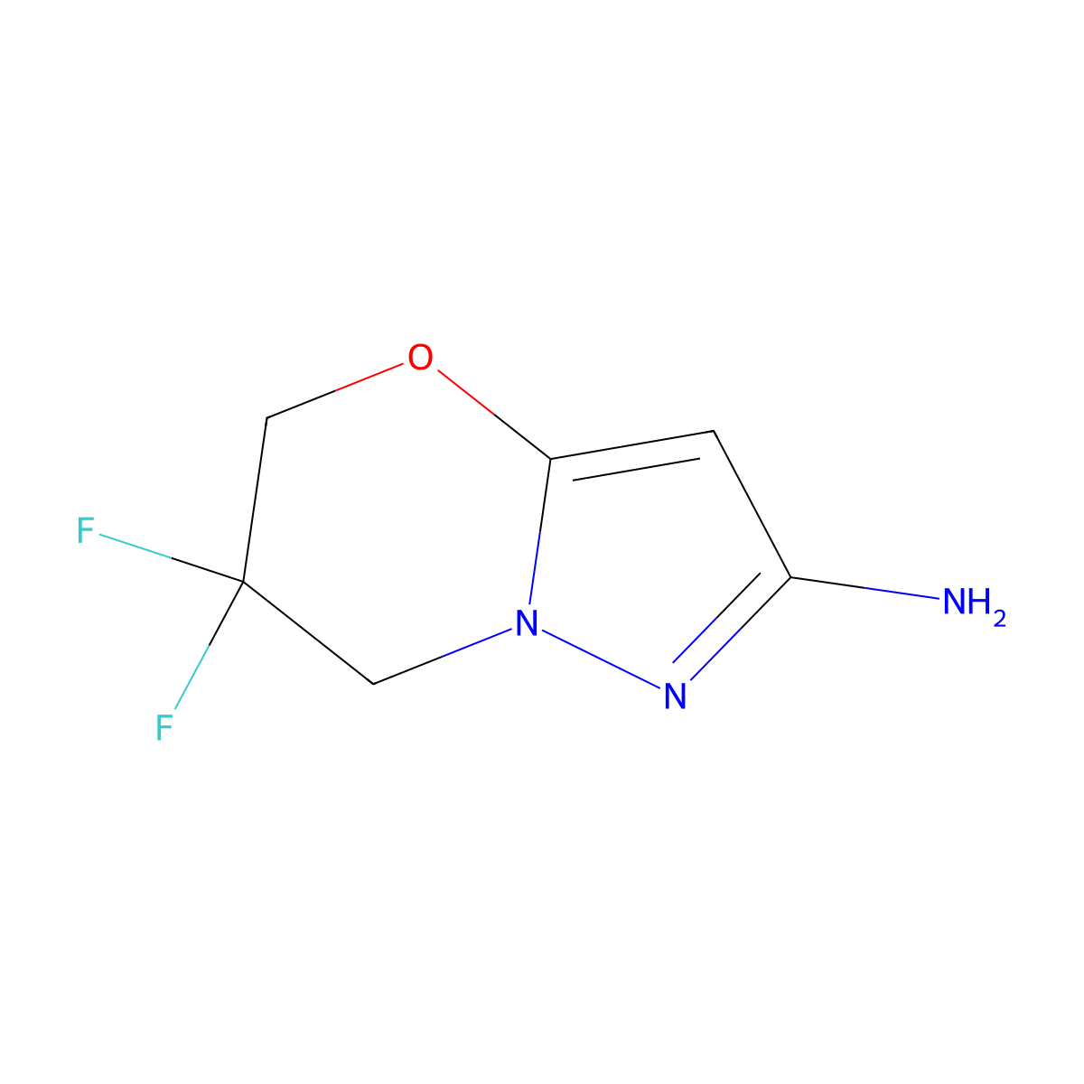 6,6-difluoro-5H,6H,7H-pyrazolo[3,2-b][1,3]oxazin-2-amine molecular structure, CAS 1935058-56-2