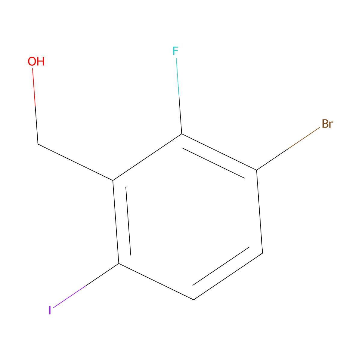 (3-Bromo-2-fluoro-6-iodophenyl)methanol molecular structure, CAS 1935071-22-9