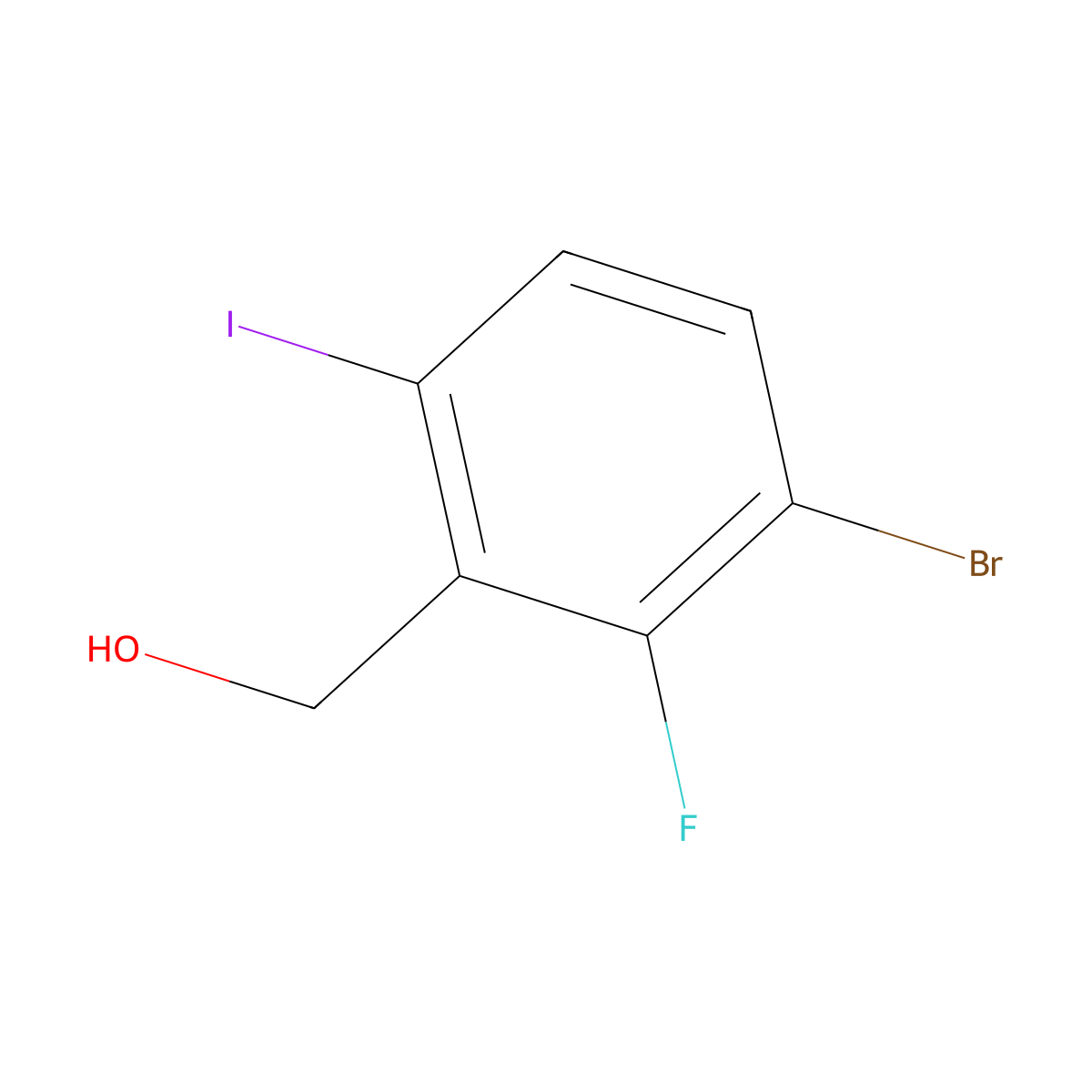 (3-Bromo-2-fluoro-6-iodophenyl)methanol molecular structure, CAS 1935071-22-9