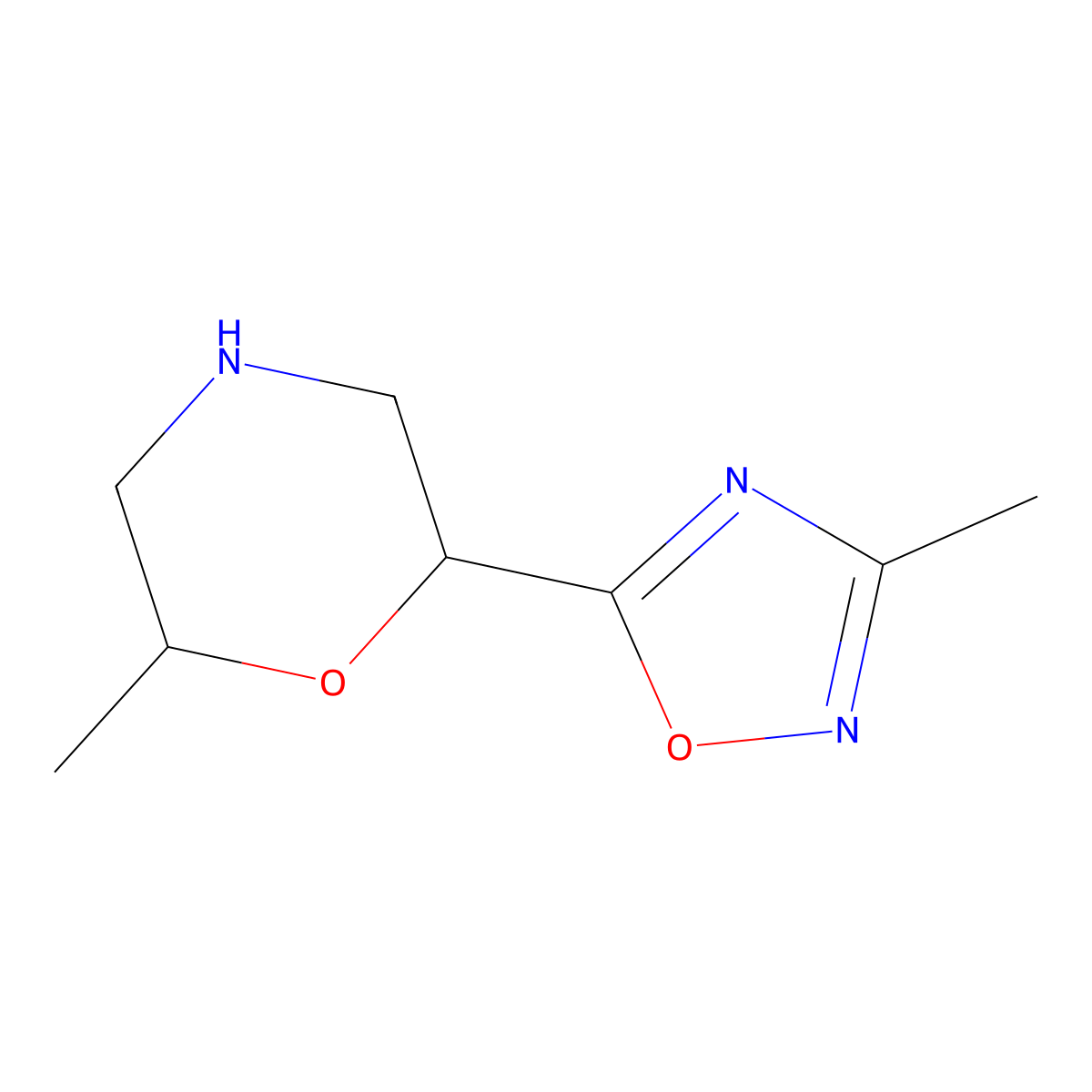 2-Methyl-6-(3-methyl-1,2,4-oxadiazol-5-yl)morpholine molecular structure, CAS 1935072-69-7
