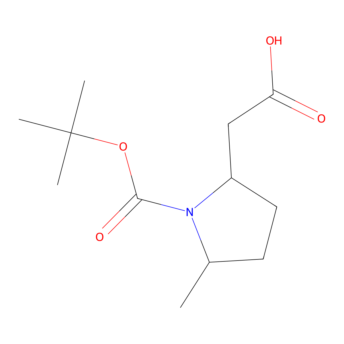 2-{1-[(Tert-butoxy)carbonyl]-5-methylpyrrolidin-2-yl}acetic acid molecular structure, CAS 1935074-97-7