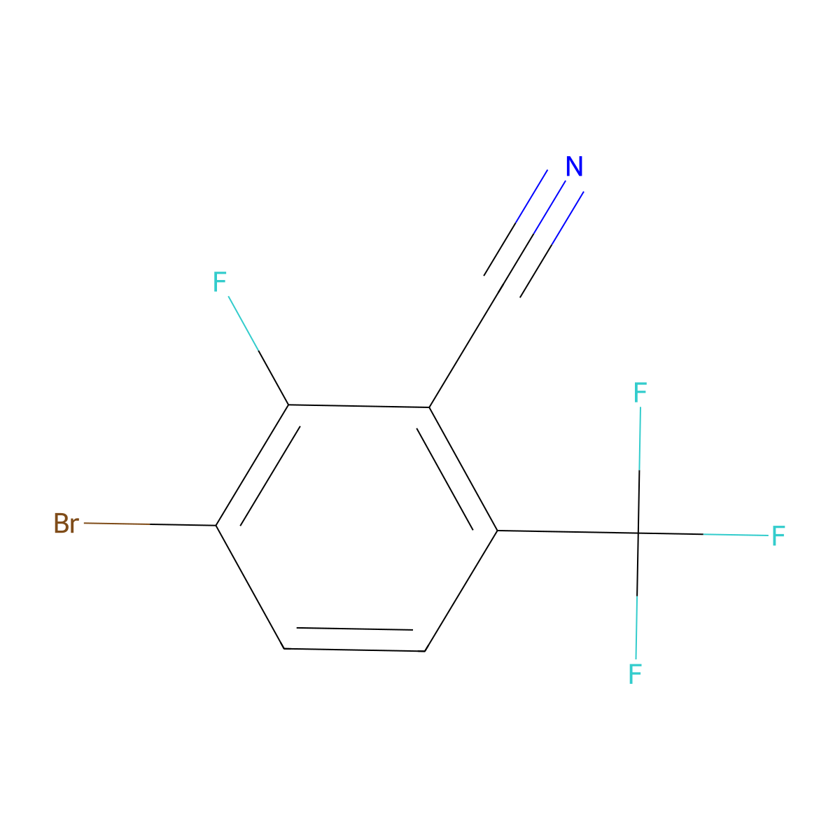 3-Bromo-2-fluoro-6-(trifluoromethyl)benzonitrile molecular structure, CAS 1935076-46-2