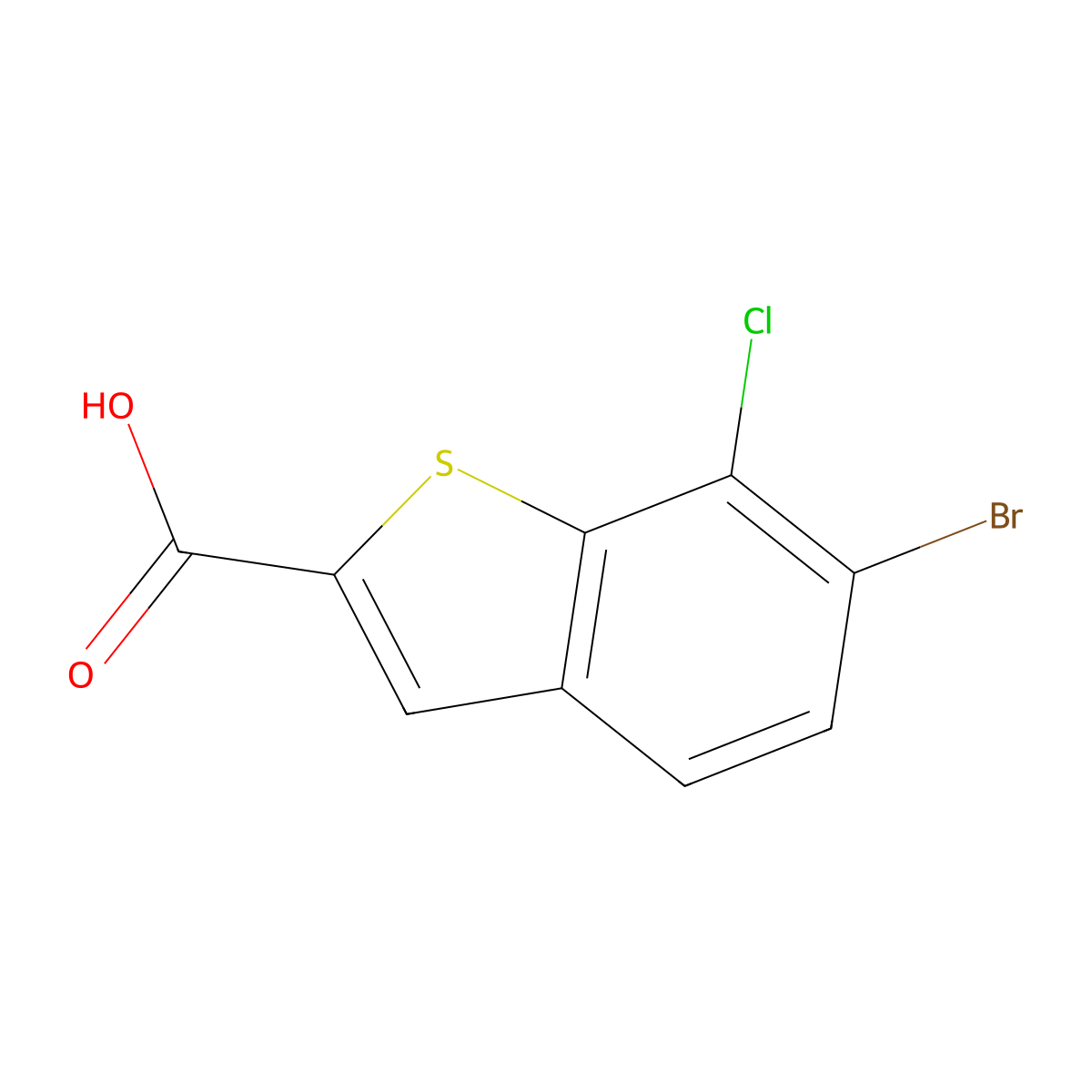 6-Bromo-7-chloro-1-benzothiophene-2-carboxylicacid molecular structure, CAS 1935095-00-3