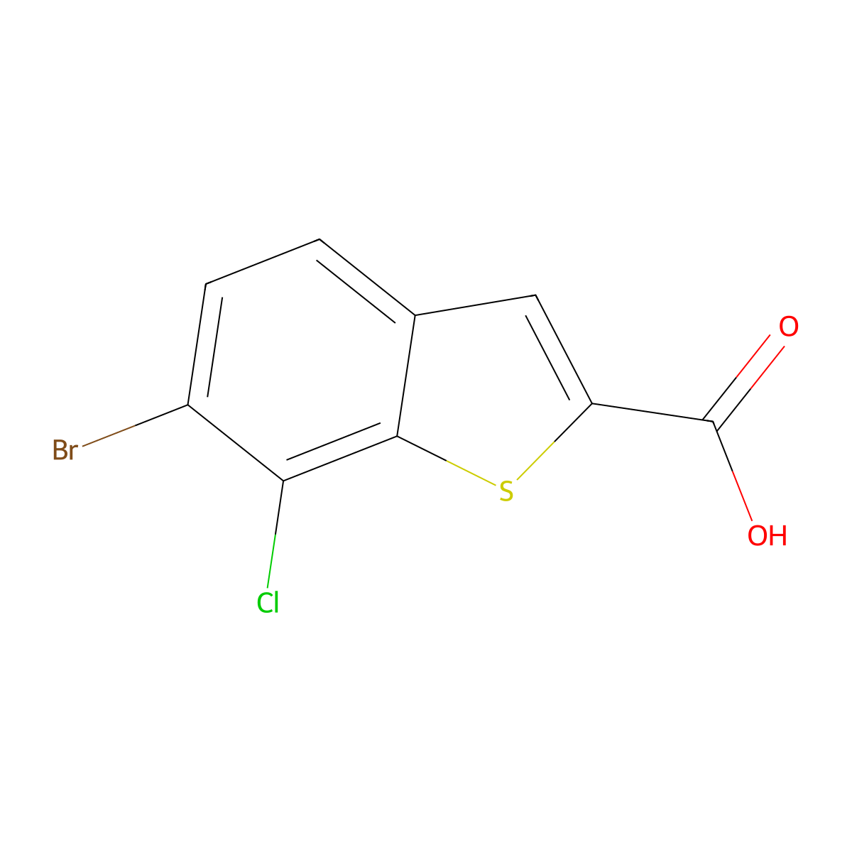 6-Bromo-7-chloro-1-benzothiophene-2-carboxylicacid molecular structure, CAS 1935095-00-3