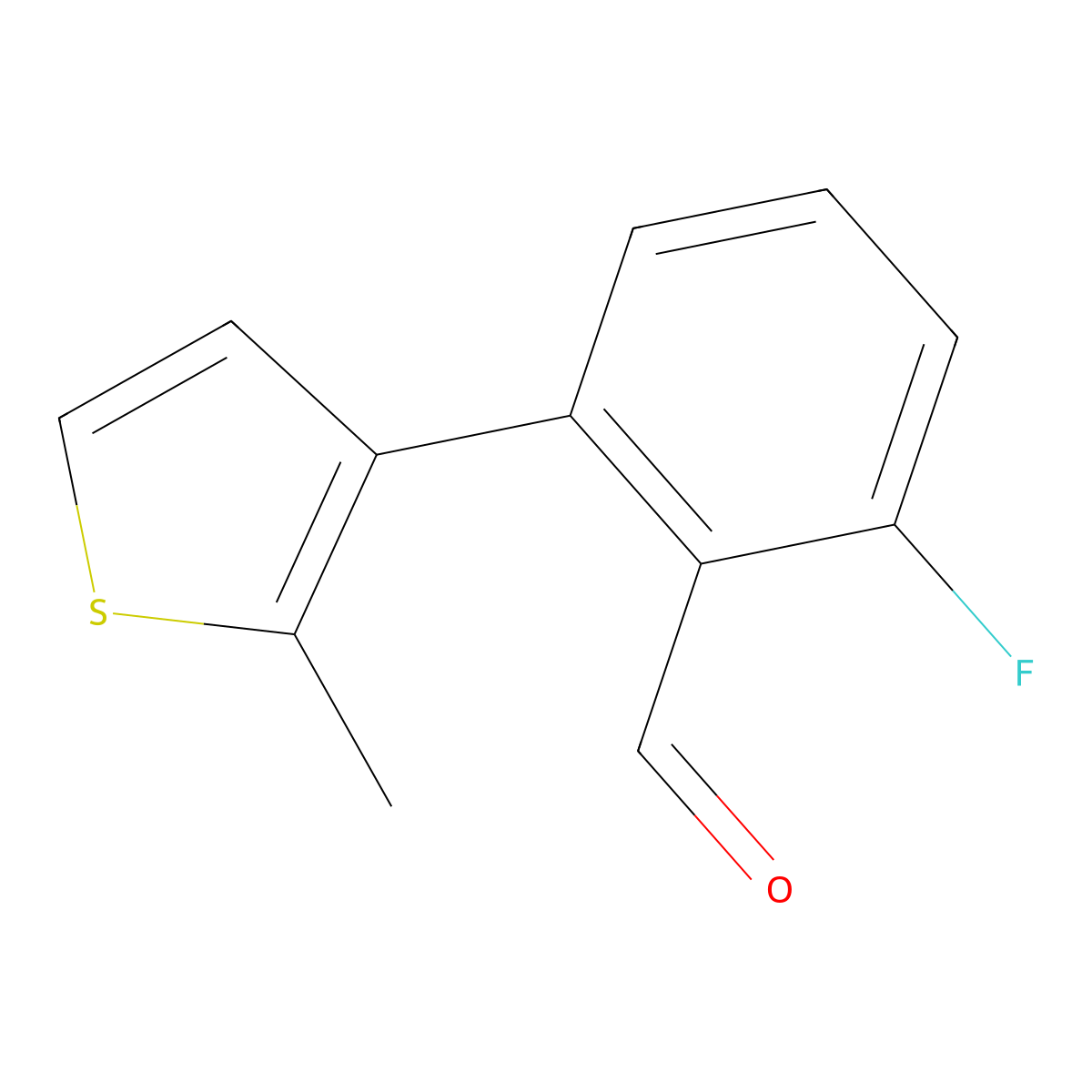 2-Fluoro-6-(2-methylthiophen-3-yl)benzaldehyde molecular structure, CAS 1935098-63-7