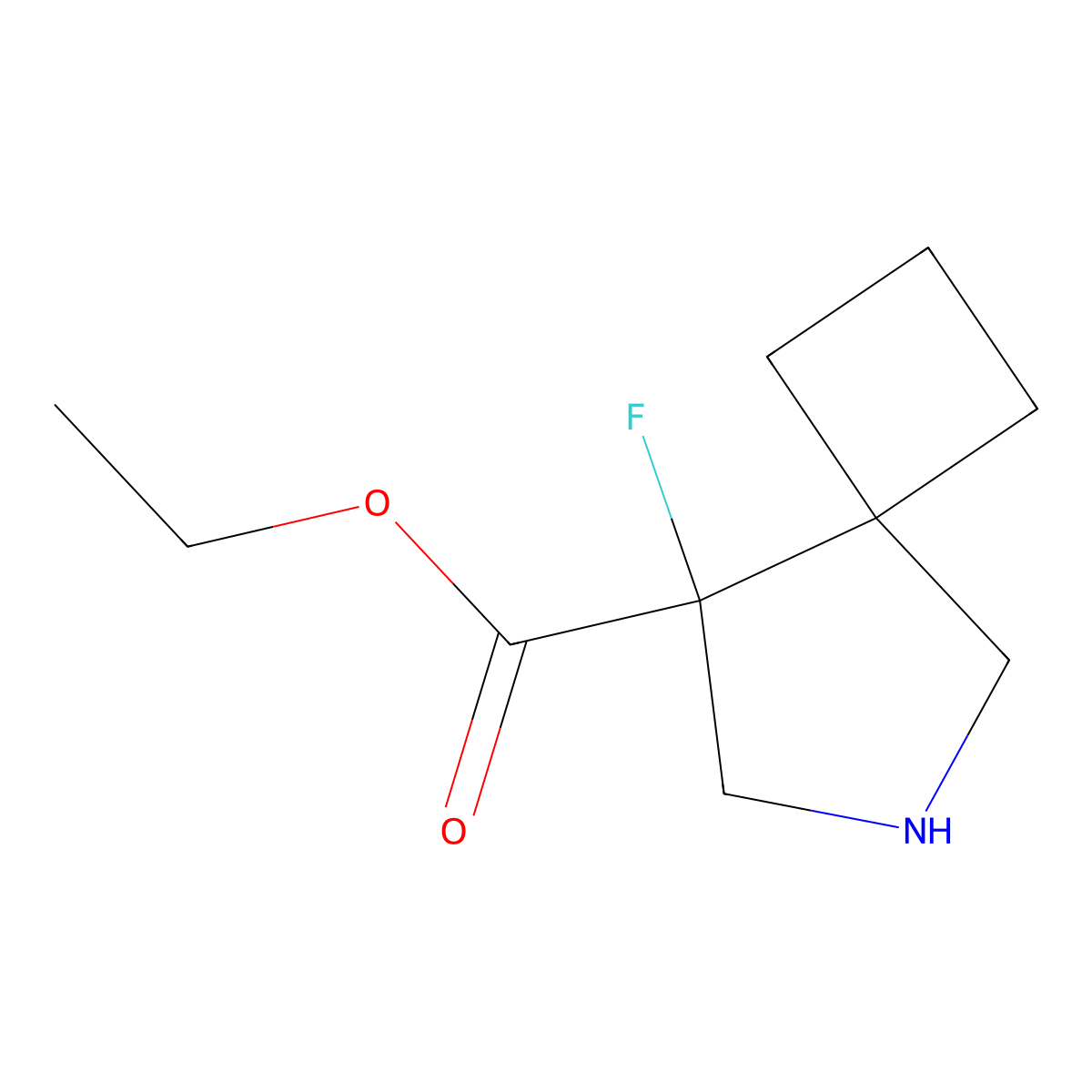 Ethyl 8-fluoro-6-azaspiro[3.4]octane-8-carboxylate molecular structure, CAS 1935116-62-3